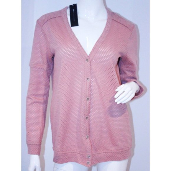 $178 MARC Marc Jacobs COLONIAL ROSE Button Detail JERSEY Mesh CARDIGAN Top ( S ) - Picture 1 of 1